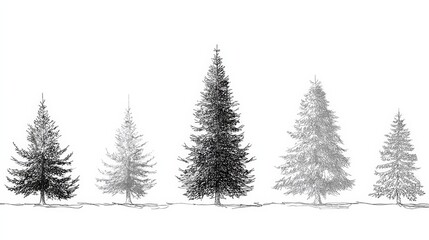 Obraz premium christmas tree line art vector style