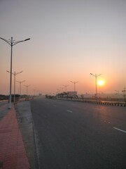 sunset on the highway