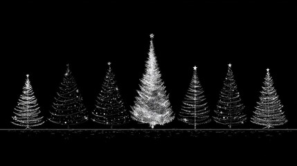 christmas tree line art vector style