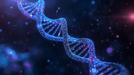 Conceptual DNA Strand Illustration with Molecular Structure and Futuristic Design for Science