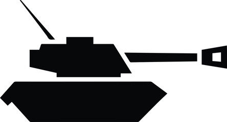 Vector military tank black silhouette simple modern design illustration