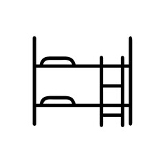 Bunk Bed Line Icon with Ladder for Furniture and Interior Use
