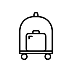 Luggage Cart Outline Icon – Simple Vector Illustration of Hotel Baggage Trolley Symbol