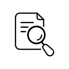 Document Search Outline Icon – Simple Vector Illustration of File Analysis Symbol