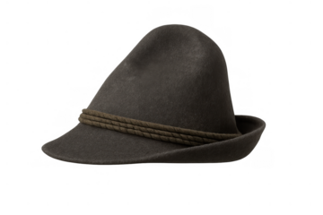 Traditional tyrolean hat made of felt, representing bavarian and alpine culture, isolated with clipping path