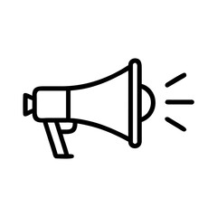 Megaphone Outline Icon – Minimal Vector Illustration of Sound Announcement Device