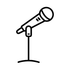 Microphone Outline Icon – Simple Vector Illustration of Audio Recording Equipment