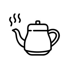 Hot Teapot Icon with Steam Outline Vector