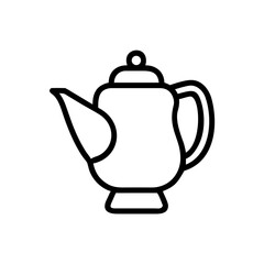 Teapot Icon Vector Outline Symbol for Tea and Kitchen Design