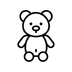 Cute Teddy Bear Icon Vector Outline Symbol for Toy and Baby Design