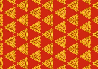 Abstract Geometric Floral Triangle Gold Seamless Pattern Background 