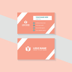 Fototapeta premium business card design . double sided business card template modern and clean style . flat living coral color