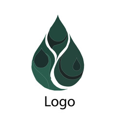 Abstract green leaf and water drop eco nature concept logo