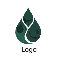 Abstract green leaf and water drop eco nature concept logo