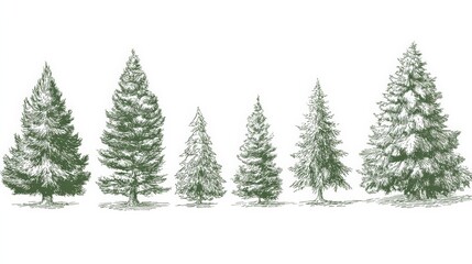 Obraz premium christmas tree line art vector style
