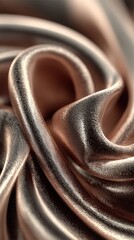 Luxurious rose gold satin fabric with flowing drapes and soft, reflective undulations