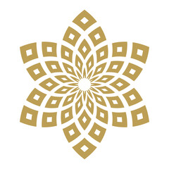 Abstract geometric flower in gold. Vector illustration.