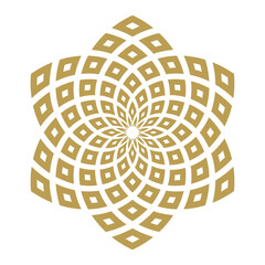 Abstract geometric flower in gold. Vector illustration.