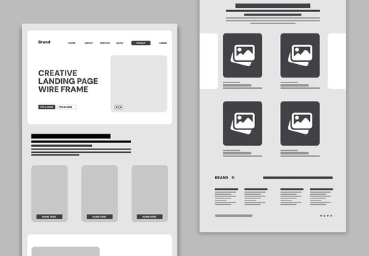 Clean Landing Page Wireframe Design