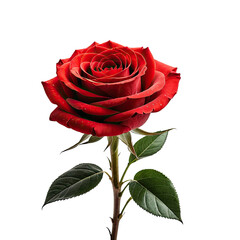 A vibrant, close-up of a single red rose against a black background