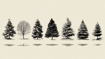 Fototapeta premium christmas tree line art vector style