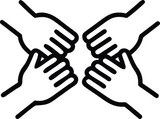 The hands are coming together from different directions 