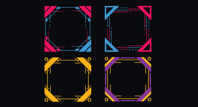 Abstract colorful geometric frames borders design set vector art