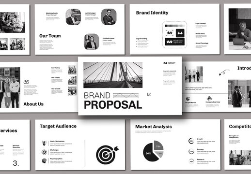 Monochrome Brand Proposal Presentation Template Layout