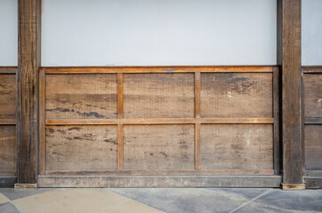 Japanese style wall with wooden panel decoration