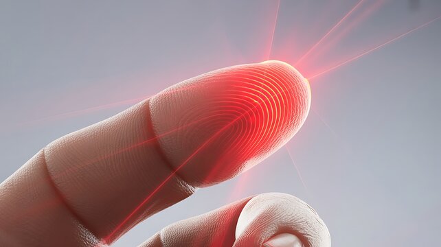 Fingerprint scanning with red laser light for security