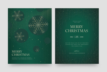 Christmas Poster Template in Luxury Green & Gold Minimalist Style for Luxe NYE New Year Invite Cards