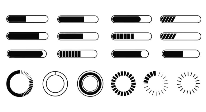 Loading bars progress indicators elements vector design graphic