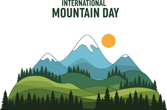 Scenic mountain range with sun for international mountain day