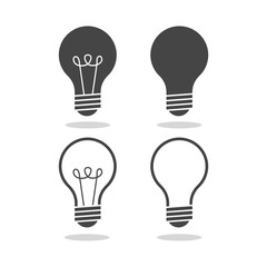Lamp icon set. Idea lamp icon with shadow