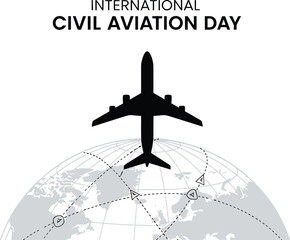 Airplane flying over globe for international civil aviation day