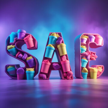 Colorful SAE Letters with Sand Pails and Creative Abstract Design
