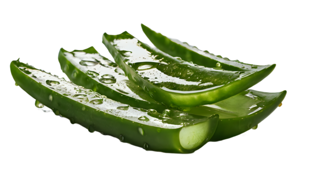Fresh aloe vera slices ,isolated on transparent png