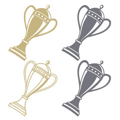 Four trophy icons gold and grey vector set award winner