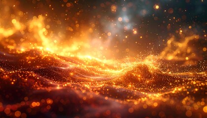 Fiery Cosmic Landscape - A Dance of Light and Energy.