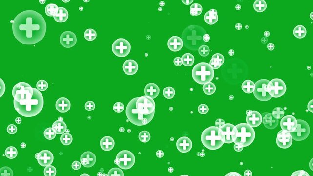 Background of power-up or healing effects on a green background.