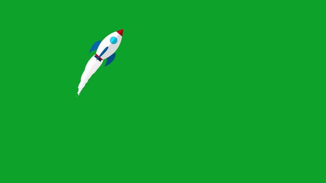 Spaceship floating in the air on a green background.
