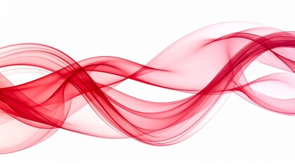 Naklejka premium Abstract red flowing waves on white background, elegant smooth lines, modern art design element, dynamic motion concept