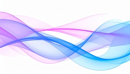 Naklejka premium Abstrakcyjne płynące fale w kolorze niebieskim i fioletowym, gładkie eleganckie linie na białym tle, nowoczesny element graficzny dla koncepcji technologicznych i biznesowych