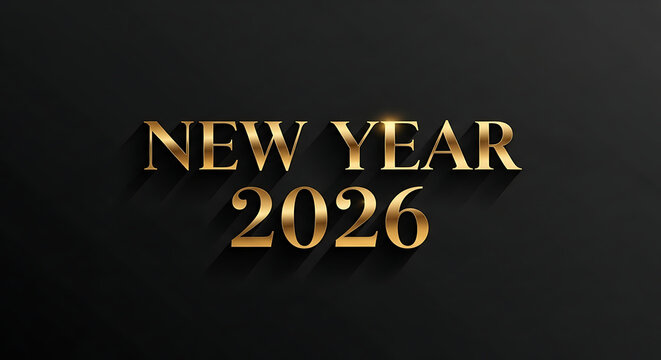 Elegant new year 2026 golden text effect on black background design