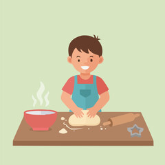 illustration of a man making bread dough