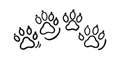 Four Animal Paw Prints Outline footprint