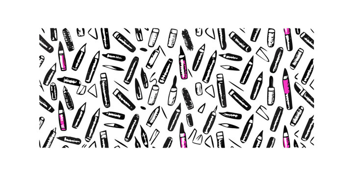 Marker Pen Doodle Pattern with Pink Accent marker pens