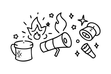 Campfire with Marshmallows and Flashlight camping outdoor