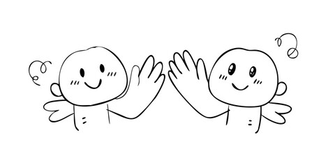 Cute Hugs and High Fives Doodle Icons handshake friendship