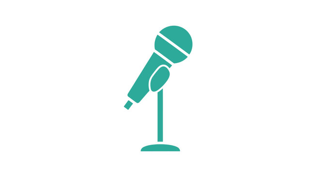 Green Microphone on Stand Icon for Audio Recording and Live Performance.